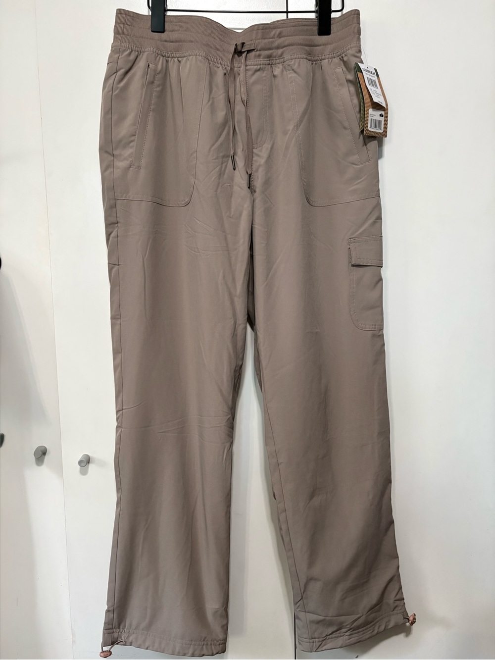 Balance Collection Women's Fleece Lined Cargo Pants — Taupe Drawstring Waist